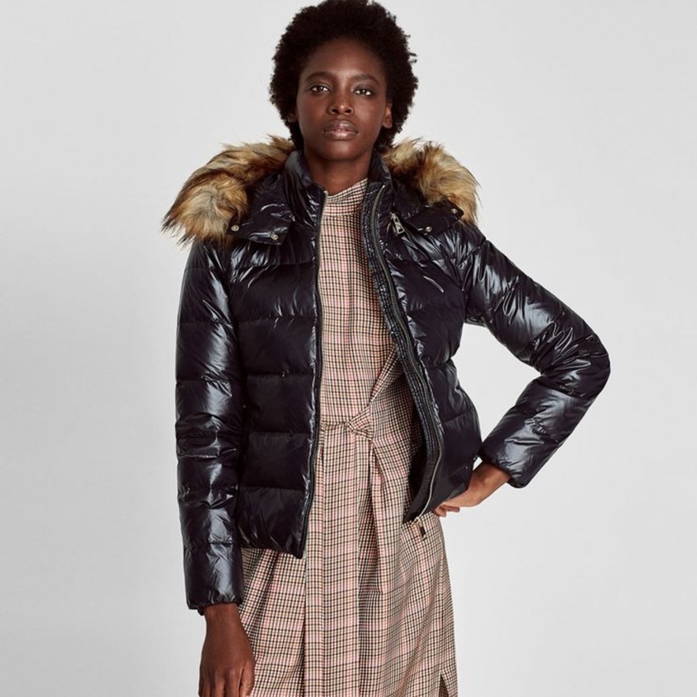 Zara down shiny puffer jacket